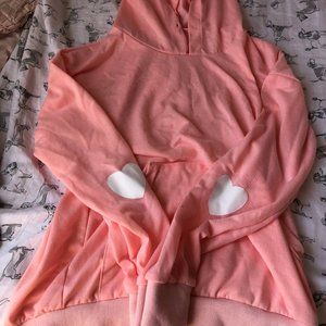 Pink Heart Elbow-Patch Long Sleeve T-Shirt